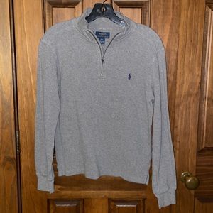 Polo by Ralph Lauren, Boys Sz L, Gray, waffle weave 3/4 zip pullover